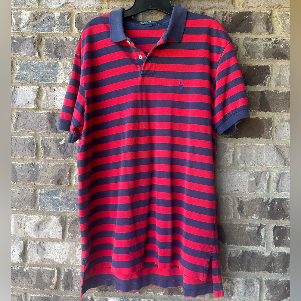 Y2K POLO RALPH LAUREN Striped Short Sleeve Polo Prep Old Money Dad Collegiate XL - Picture 3 of 14